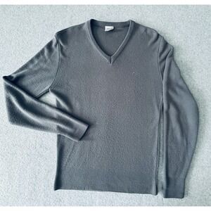 Pierre Cardin Vintage Long Sleeve Jumper Sweater - Gray - Men's Large V Neck